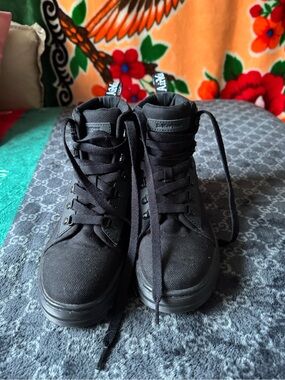 Dr. Martens Black Canvas Heeled Boots